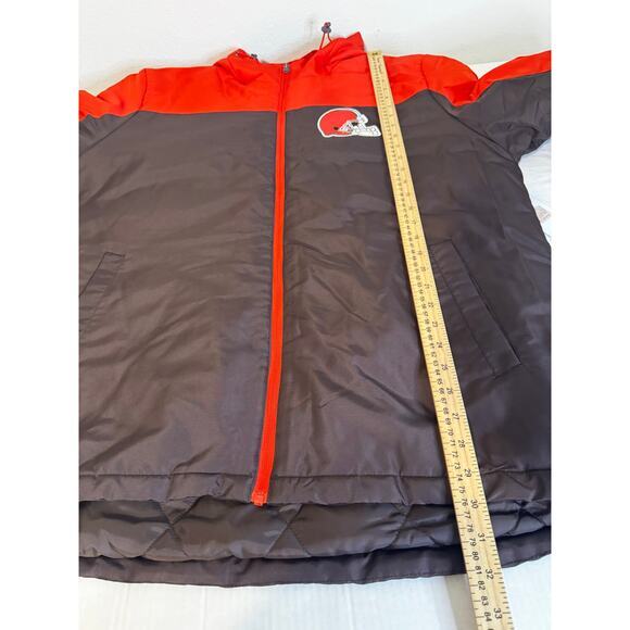 GIII Apparel Group NFL Browns Hooded Puffer Jacket Brown & Orange Size XL - Picture 8 of 11